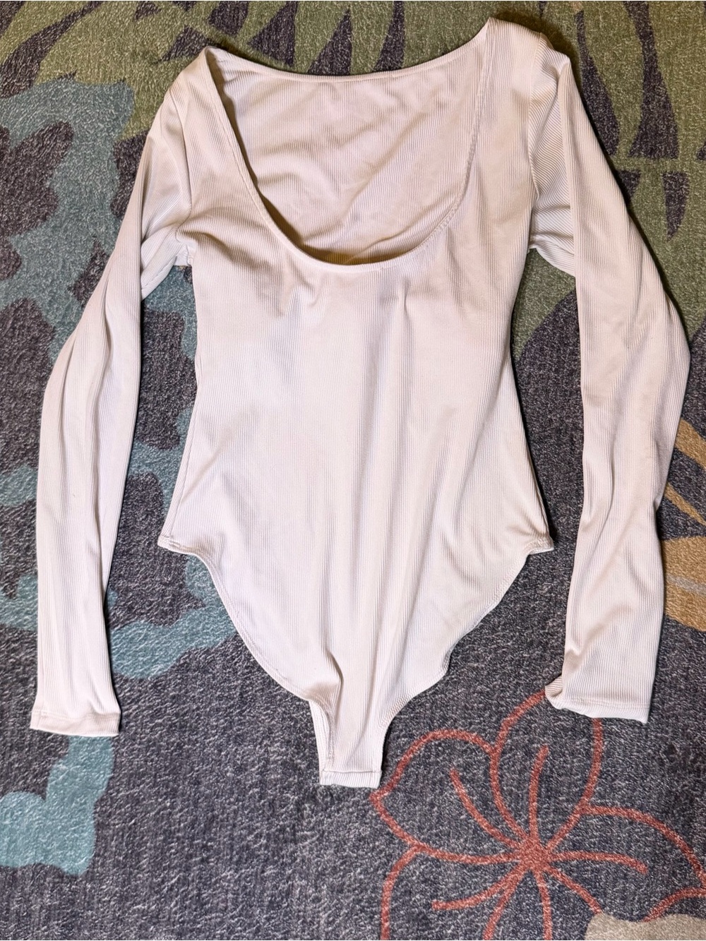 Girlfriend Collective Scoop Neck Bodysuit Womens M White Long Sleeve